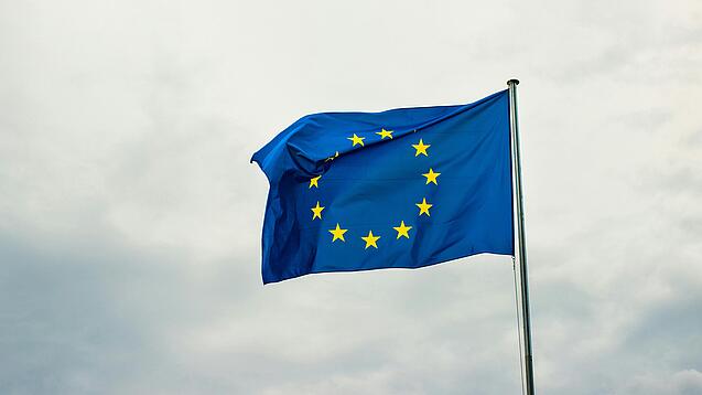 Europaflagge weht im Wind.