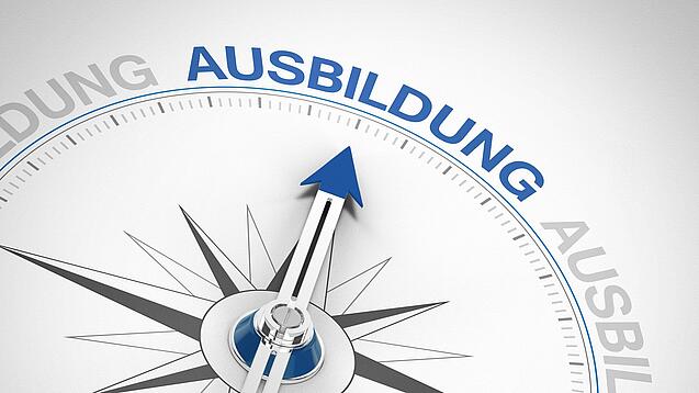 Kompassnadel zeigt auf das Wort Ausbildung