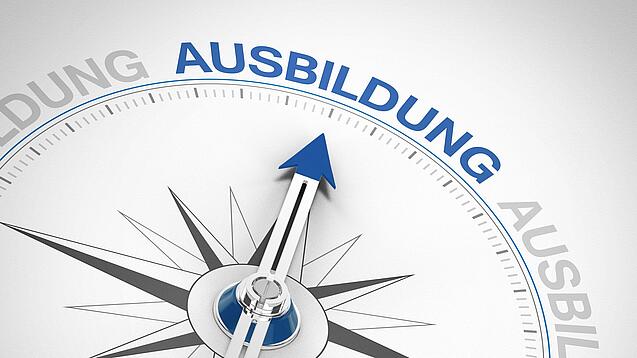 Kompassnadel zeigt auf das Wort Ausbildung